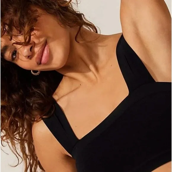 Free People intimately black square thick straps straight lines bralette xs/s - Picture 5 of 10